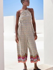 Green/Pink Border Print Cut-Out Jumpsuit - Image 2 of 6