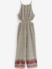 Green/Pink Border Print Cut-Out Jumpsuit - Image 6 of 6