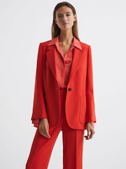 Reiss Coral Maia Single Breasted Split Sleeve Tailored Fit Blazer - Image 1 of 7