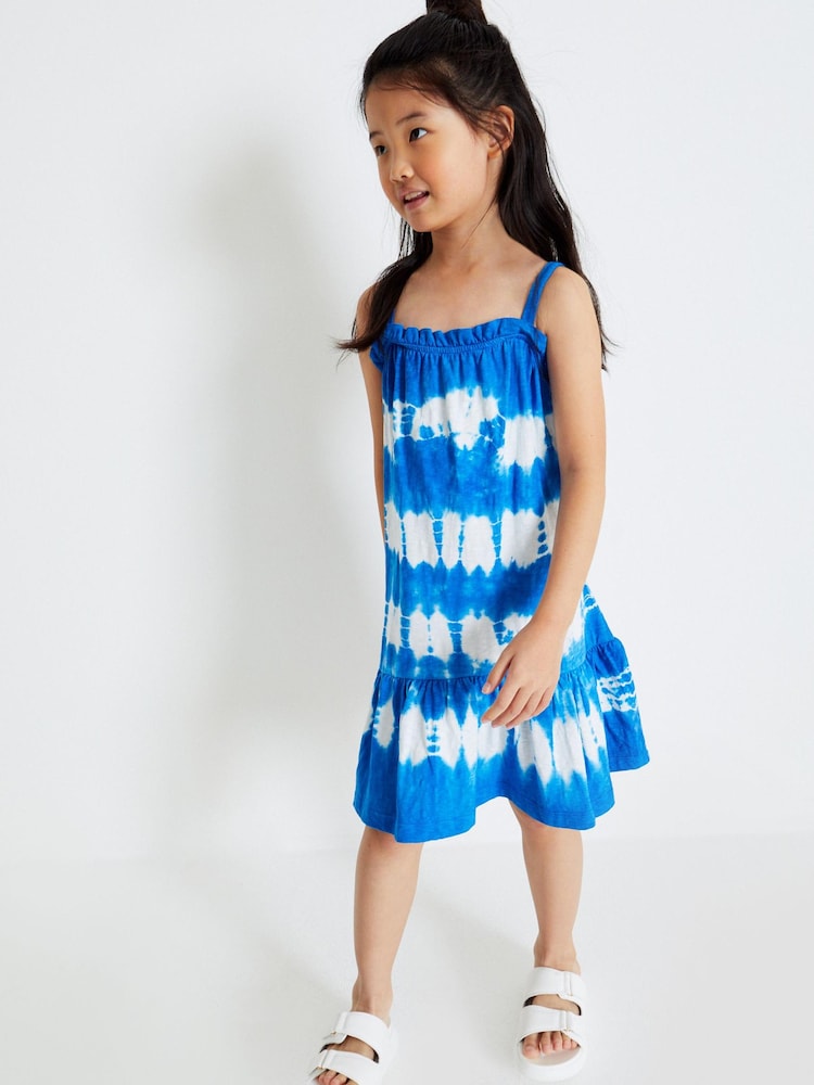 Blau/Weiß mit Knüpfbatik und Streifen - Trägerkleid aus weichem Jersey (3–16 Jahre) - Bild 2 von 6 Blau/Weiß mit Knüpfbatik und Streifen - Trägerkleid aus weichem Jersey (3–16 Jahre) - Bild 2 von 6