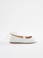 White Glitter Ballet Tie Occasion Shoes - Image 2 of 6