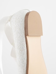 White Glitter Ballet Tie Occasion Shoes - Image 3 of 6