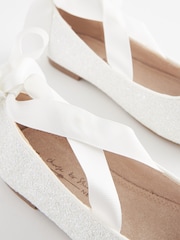 White Glitter Ballet Tie Occasion Shoes - Image 5 of 6