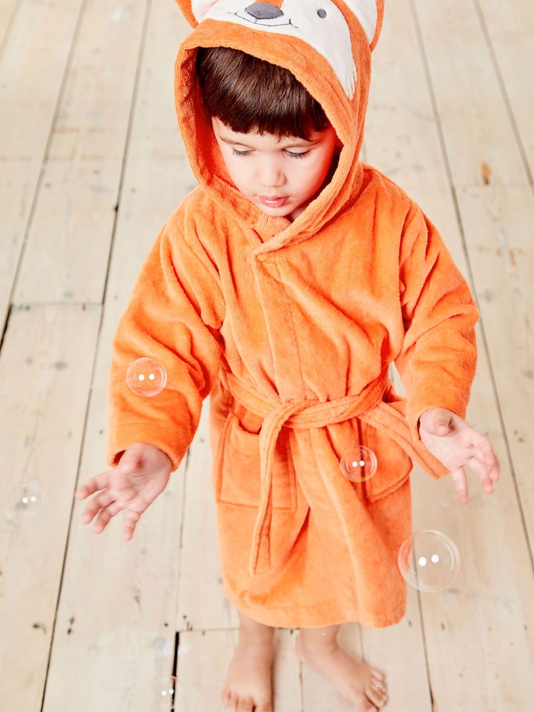 Rdzawy pomarańczowy - JoJo Maman Bébé Cotton Towelling Robe - Image 3 of 6