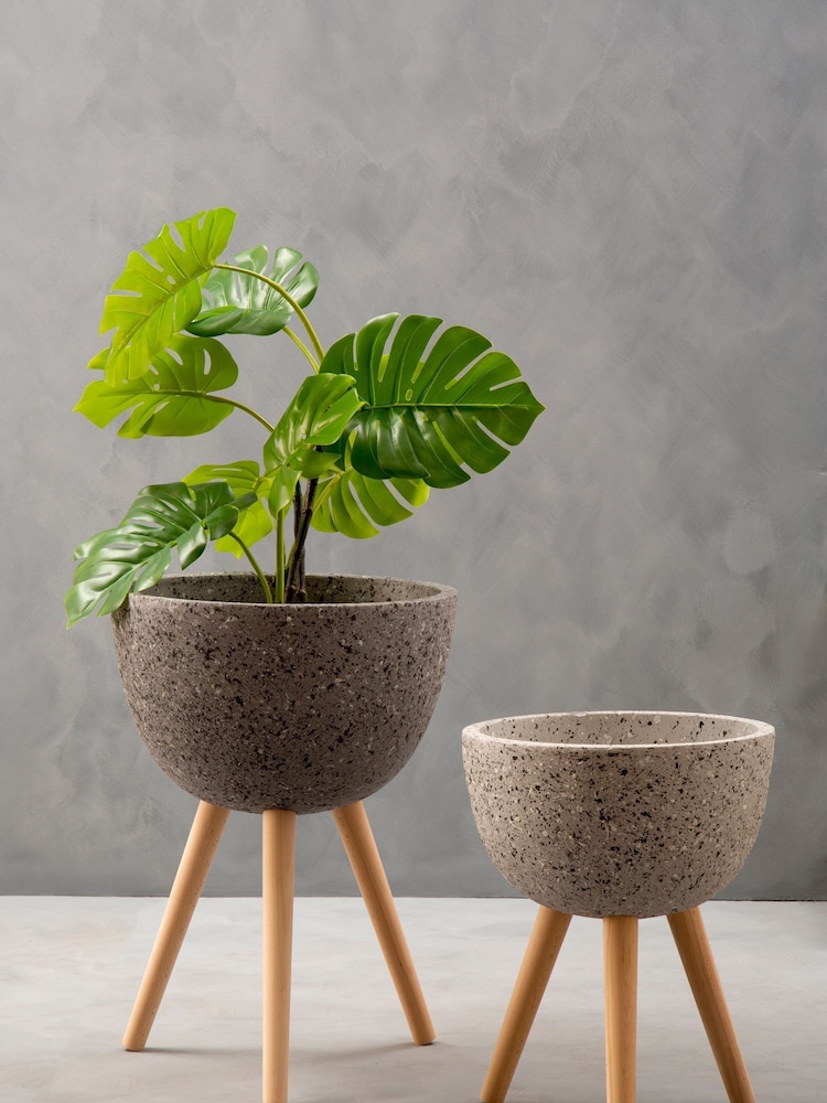 Fifty Five South Grey Darnell Speckled Planter - Image 2 of 4