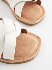 White Wide Fit (G) Woven Leather Sandals - Image 3 of 5