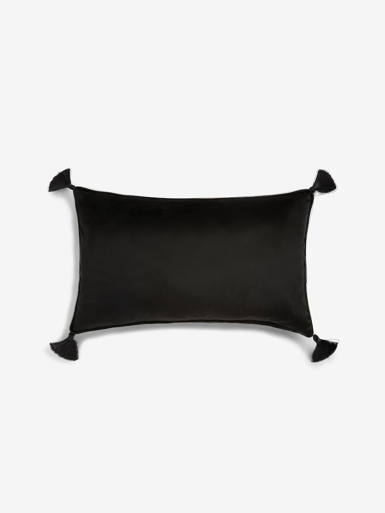 Black 50 x 30cm Matte Velvet Cushion - Image 2 of 5