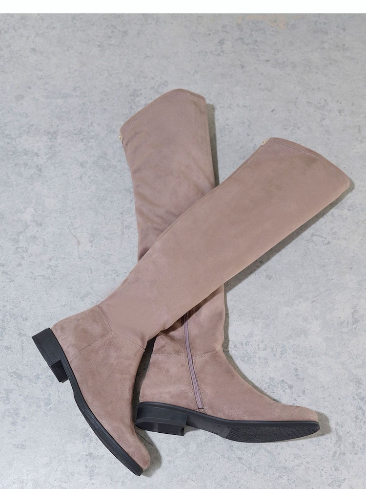 Mint Velvet Luella Taupe Brown Long Boots - Image 1 of 2 Mint Velvet Luella Taupe Brown Long Boots - Image 1 of 2
