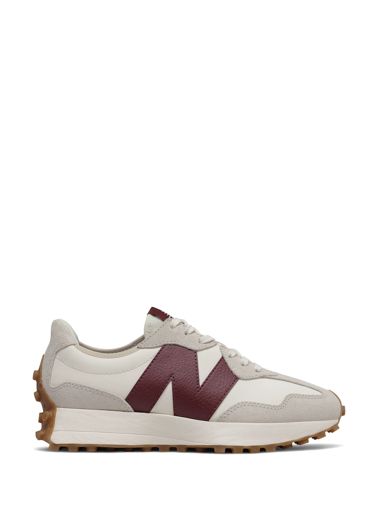 New Balance White/Burgundy Womens 327 Trainers - Image 1 of 4