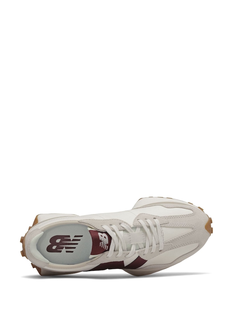 New Balance White/Burgundy Womens 327 Trainers - Image 3 of 4