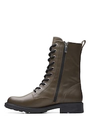 Clarks Dark Olive Green Standard Fit (F) Leather Orinoco2 Style Boots - Image 2 of 7