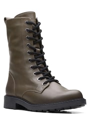 Clarks Dark Olive Green Standard Fit (F) Leather Orinoco2 Style Boots - Image 3 of 7