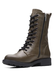 Clarks Dark Olive Green Standard Fit (F) Leather Orinoco2 Style Boots - Image 4 of 7