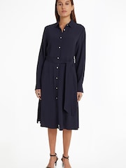 Tommy Hilfiger Blue Crepe Shirt Dress - Image 1 of 4