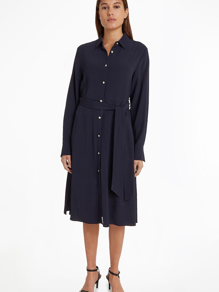 Tommy Hilfiger Blue Crepe Shirt Dress - Image 1 of 4