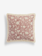 Rose Pink Floral Printed 43 x 43cm Fringe Cushion - Image 3 of 6
