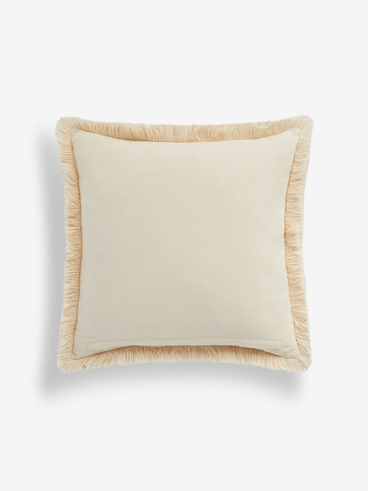 Rose Pink Floral Printed 43 x 43cm Fringe Cushion - Image 4 of 6