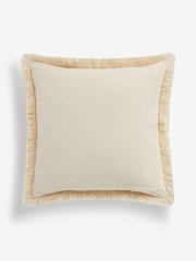 Rose Pink Floral Printed 43 x 43cm Fringe Cushion - Image 5 of 6