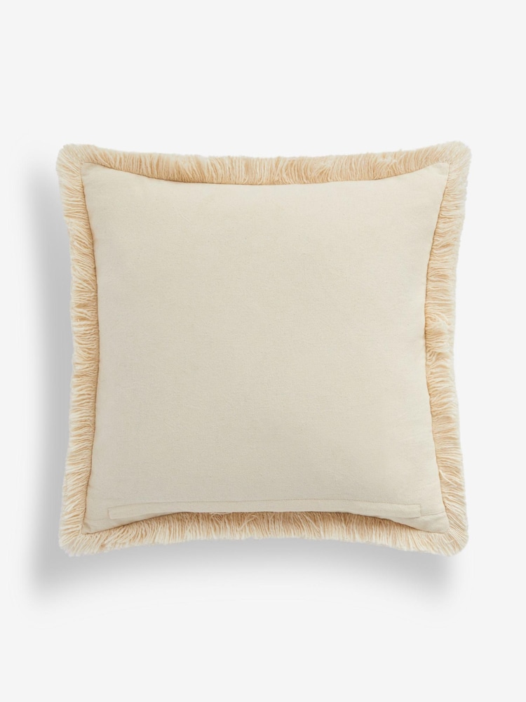 Rose Pink Floral Printed 43 x 43cm Fringe Cushion - Image 5 of 6
