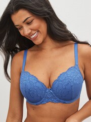 Cobalt Blue Pad Balcony DD+ Lace Bra - Image 2 of 5