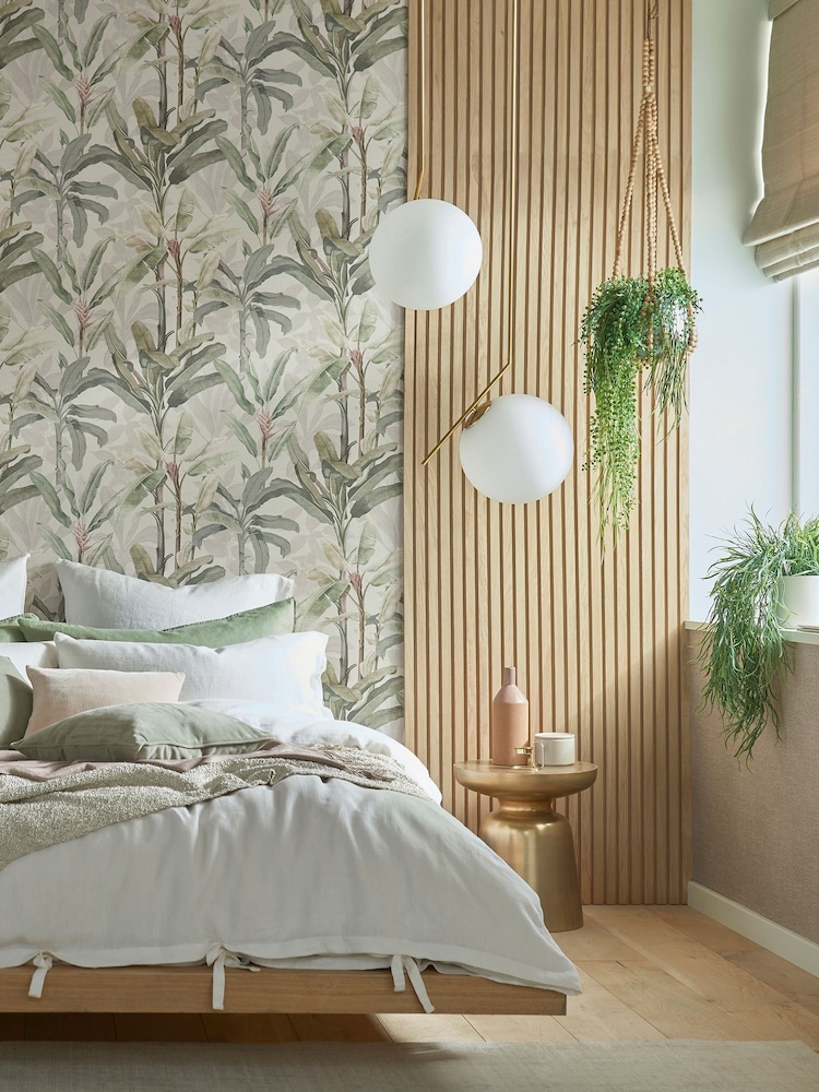 Graham & Brown White Borneo Powder 10M Wallpaper - Image 1 of 3