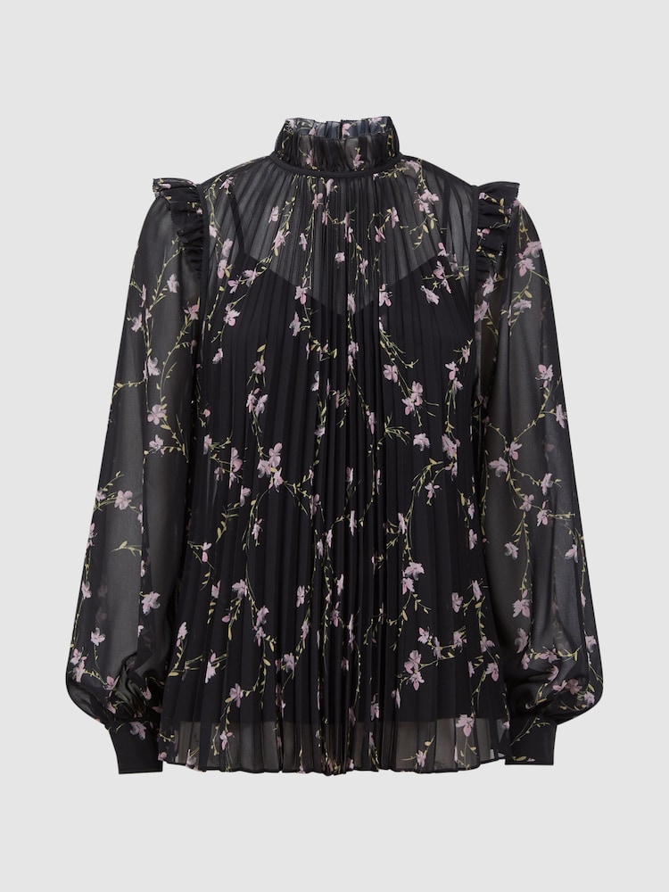 Florere Sheer Floral Ruffle Blouse - Image 10 of 10