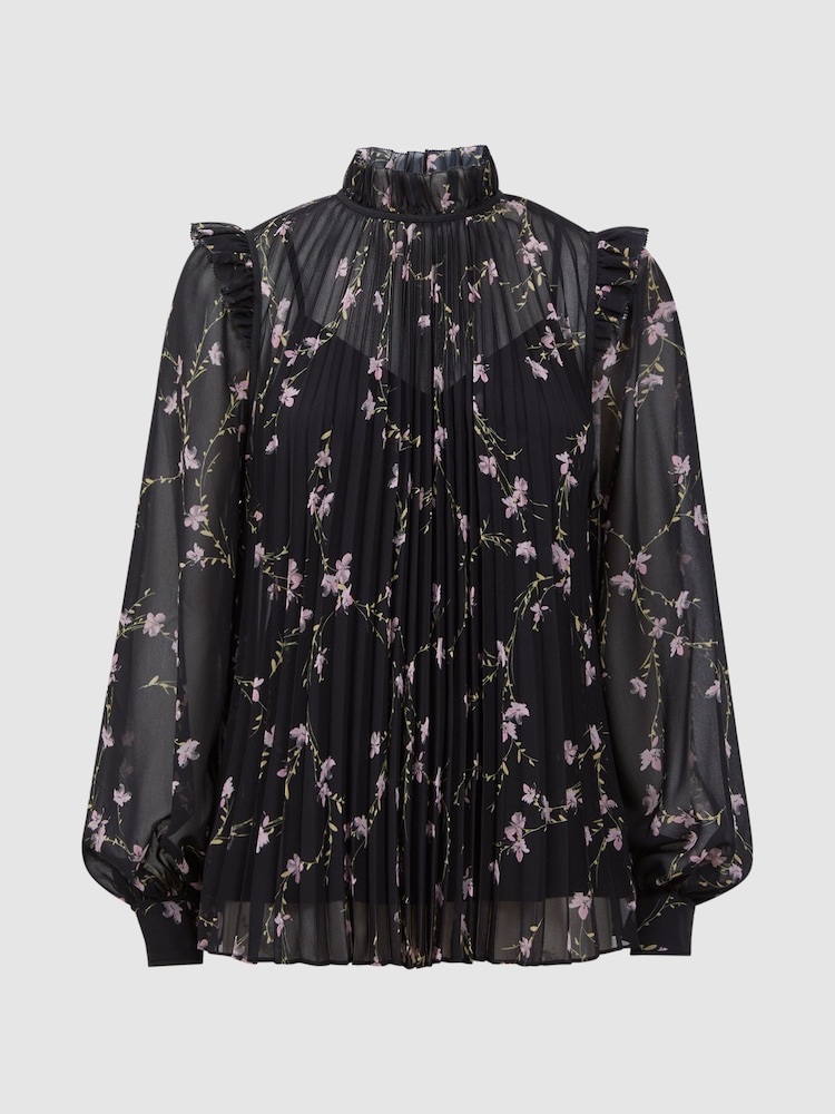 Florere Sheer Floral Ruffle Blouse - Image 2 of 5