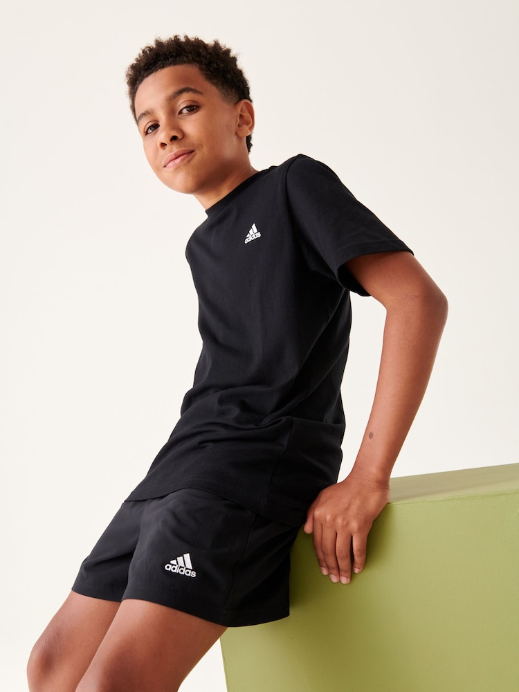 adidas Black 100% Cotton Sportswear Essentials Small Logo Cotton T-Shirt - Image 1 of 8