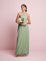 Sage Green Mesh Multiway Bridesmaid Wedding Maxi Dress - Image 1 of 6
