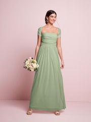 Sage Green Mesh Multiway Bridesmaid Wedding Maxi Dress - Image 2 of 6