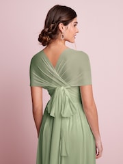 Sage Green Mesh Multiway Bridesmaid Wedding Maxi Dress - Image 5 of 6