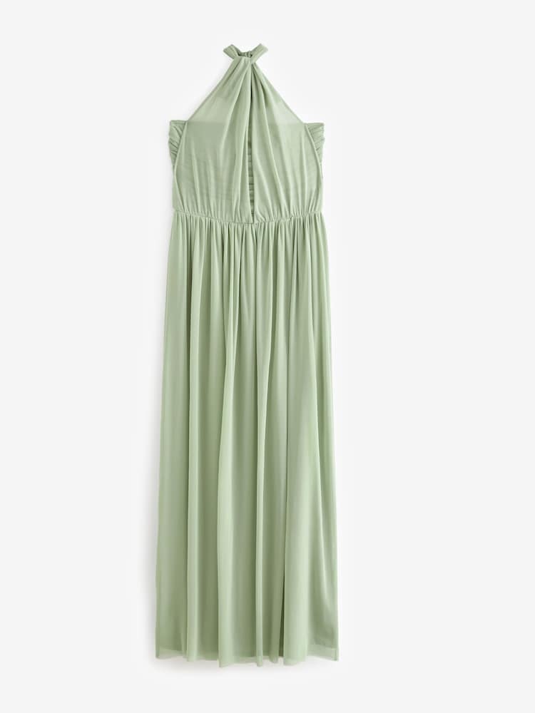 Sage Green Mesh Multiway Bridesmaid Wedding Maxi Dress - Image 6 of 6