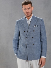 Blue Signature Double Breasted Angelico Linen Blend Blazer - Image 1 of 13