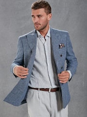 Blue Signature Double Breasted Angelico Linen Blend Blazer - Image 5 of 13