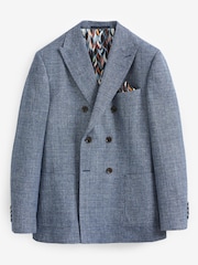 Blue Signature Double Breasted Angelico Linen Blend Blazer - Image 8 of 13