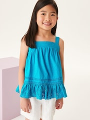 Blue Frill Strappy Vest (3-16yrs) - Image 1 of 5