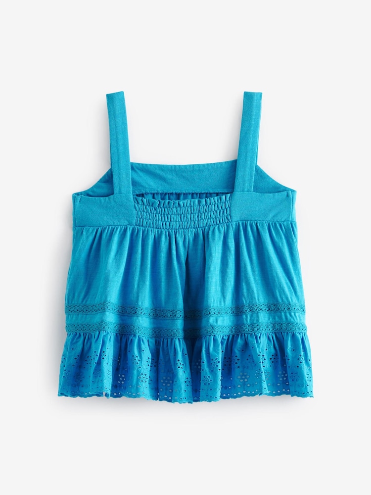 Blue Frill Strappy Vest (3-16yrs) - Image 5 of 5 Blue Frill Strappy Vest (3-16yrs) - Image 5 of 5