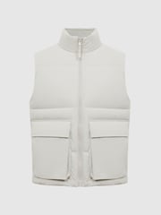Reiss Stone Westbrook Funnel Neck Puffer Gilet - Image 2 of 5