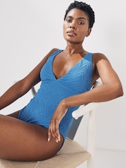Blue Plunge Tummy Control Swimsuit - Image 1 of 6