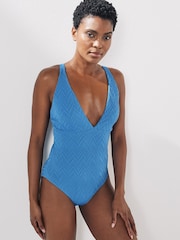 Blue Plunge Tummy Control Swimsuit - Image 3 of 6