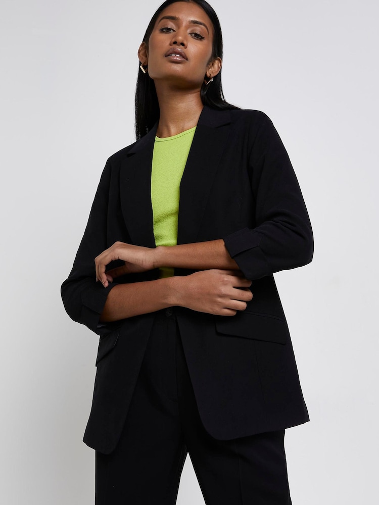 River Island Edge To Edge Casual Black Blazer - Image 1 of 4
