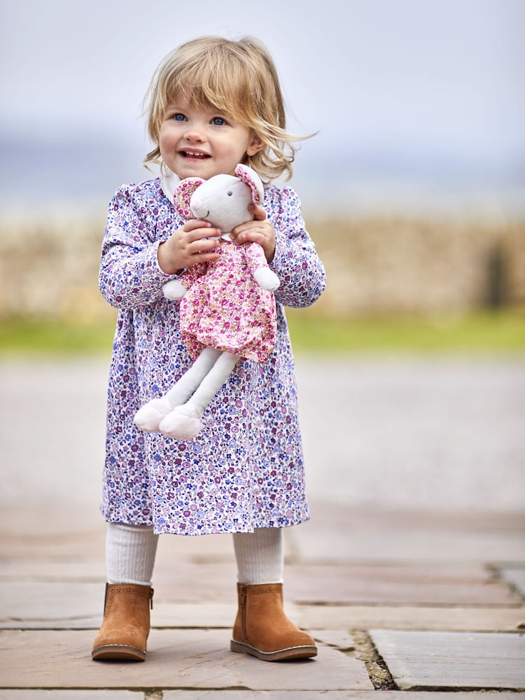 JoJo Maman Bébé Periwinkle Blue Ditsy Floral Peter Pan Dress - Image 1 of 4