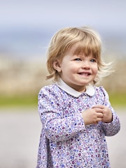 JoJo Maman Bébé Periwinkle Blue Ditsy Floral Peter Pan Dress - Image 2 of 4