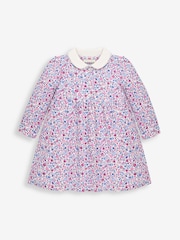 JoJo Maman Bébé Periwinkle Blue Ditsy Floral Peter Pan Dress - Image 3 of 4