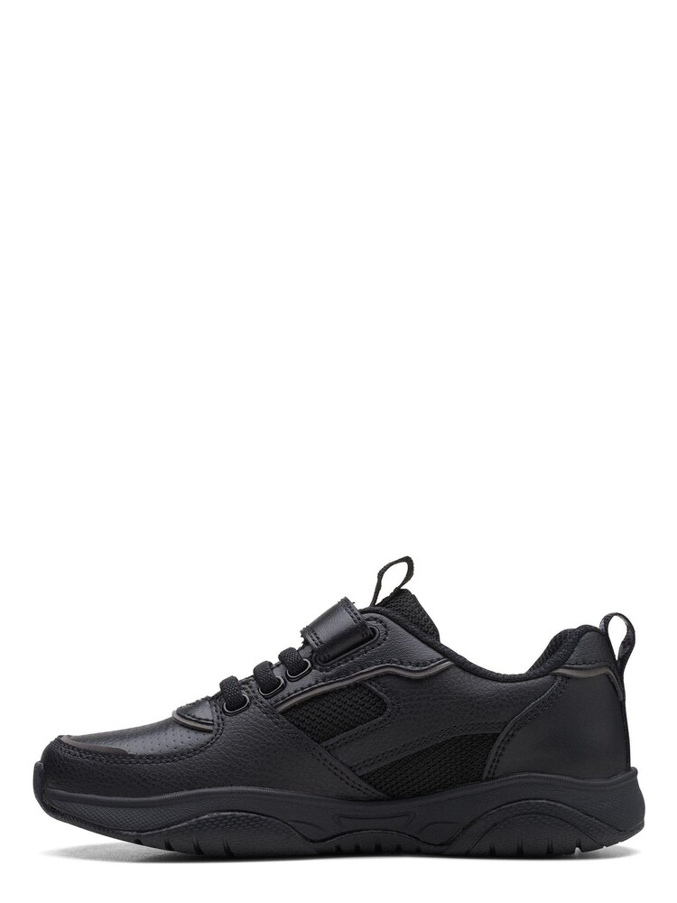 Clarks Black Multi Fit Leather Grip Trade Shoes - Image 2 of 7