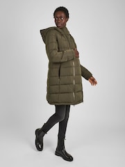 JoJo Maman Bébé Khaki Green 2-in-1 Maternity Puffer Coat - Image 2 of 8