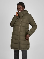 JoJo Maman Bébé Khaki Green 2-in-1 Maternity Puffer Coat - Image 4 of 8
