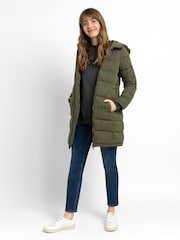JoJo Maman Bébé Khaki Green 2-in-1 Maternity Puffer Coat - Image 7 of 8