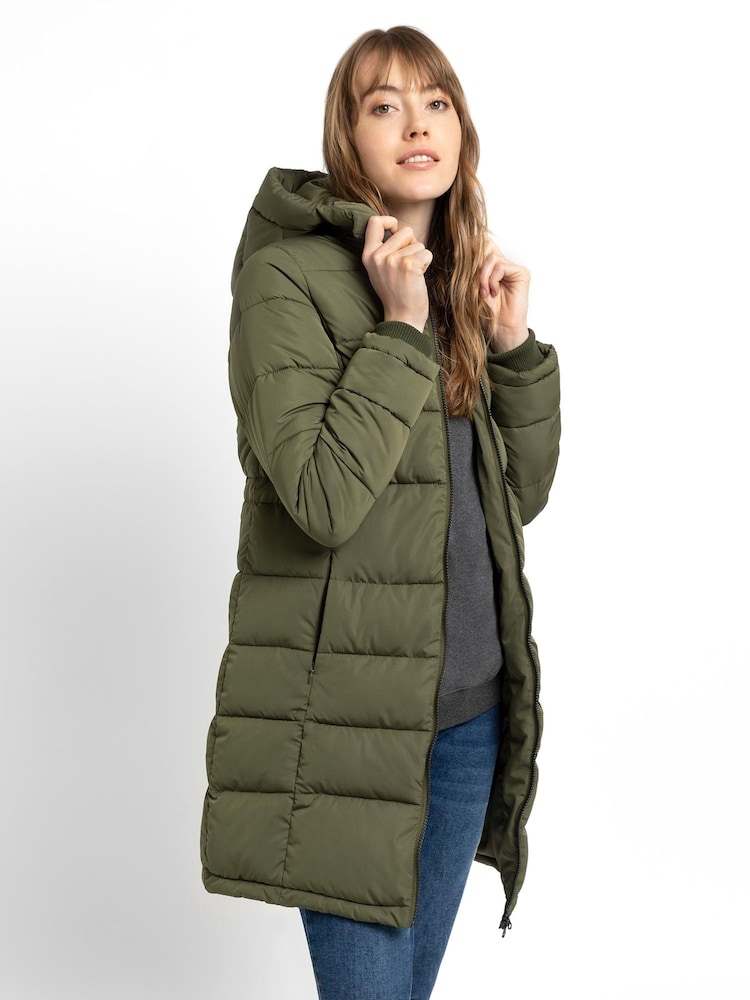 JoJo Maman Bébé Khaki Green 2-in-1 Maternity Puffer Coat - Image 8 of 8