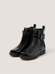 Monsoon Black Bow Patent Chelsea Boot School Shoes - Image 1 of 2